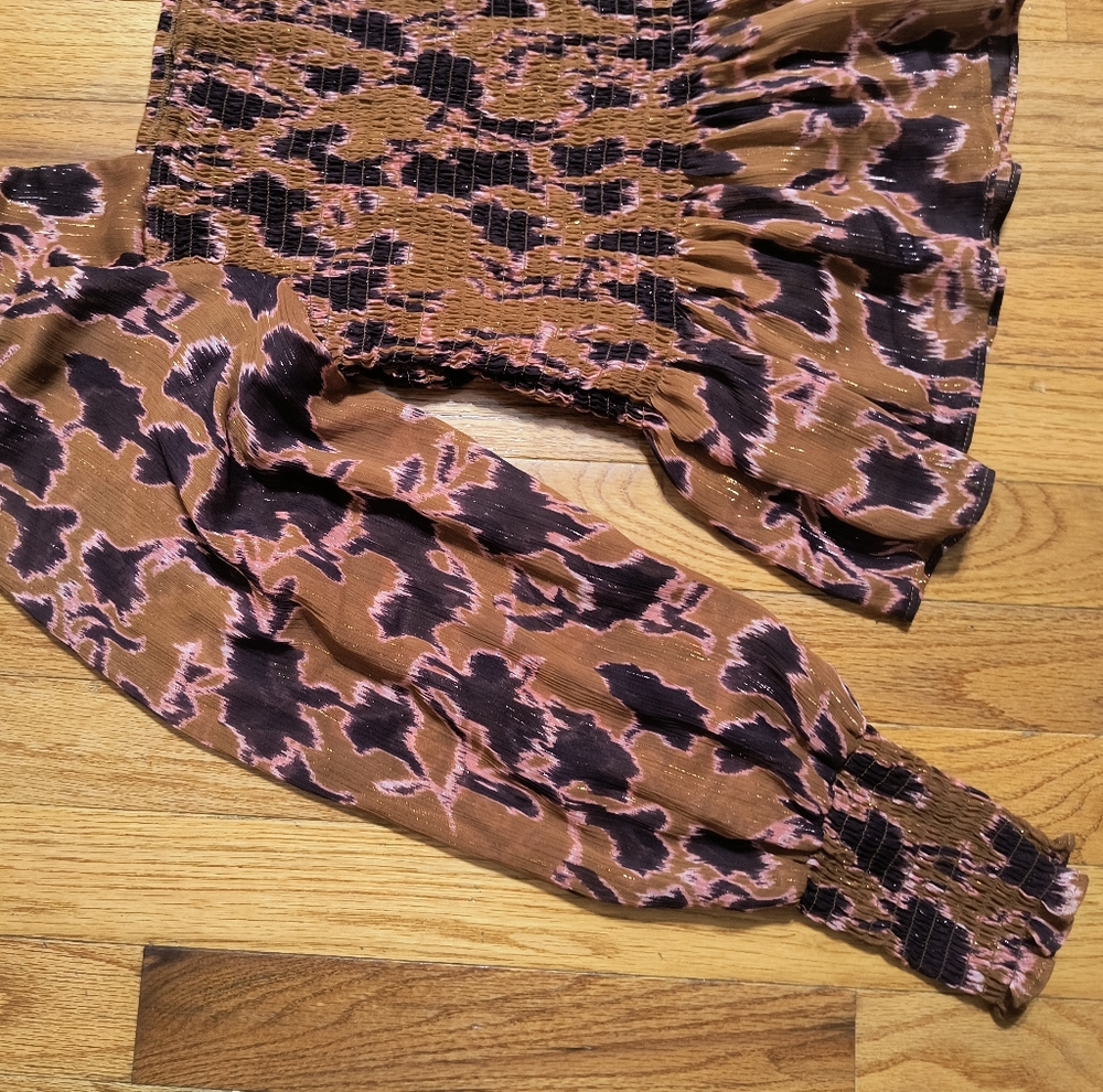 3/$10⭐ Nine West cropped peplum shirt, XL, colors: orange/pink/purple/brown - Picture 12 of 12